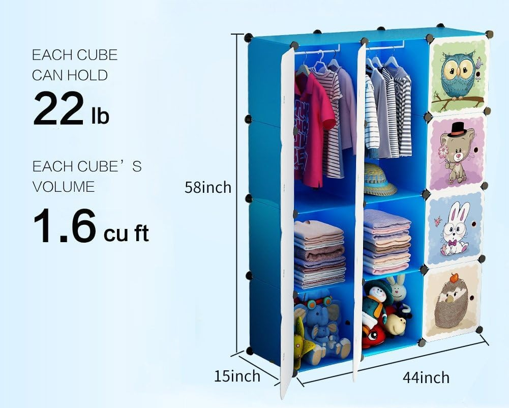 Foto 5 pulgar | Closet Armario Portátil Para Niños Armable Personalizable Color Azul