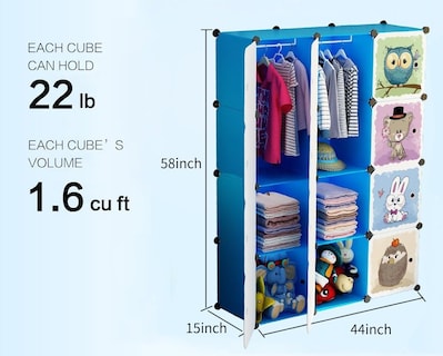 Foto 4 | Closet Armario Portátil Para Niños Armable Personalizable Color Azul