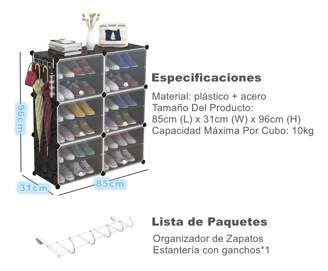 Foto 5 pulgar | Zapatera Organizador Apilable 24 Pares Anti Polvo Con Puerta