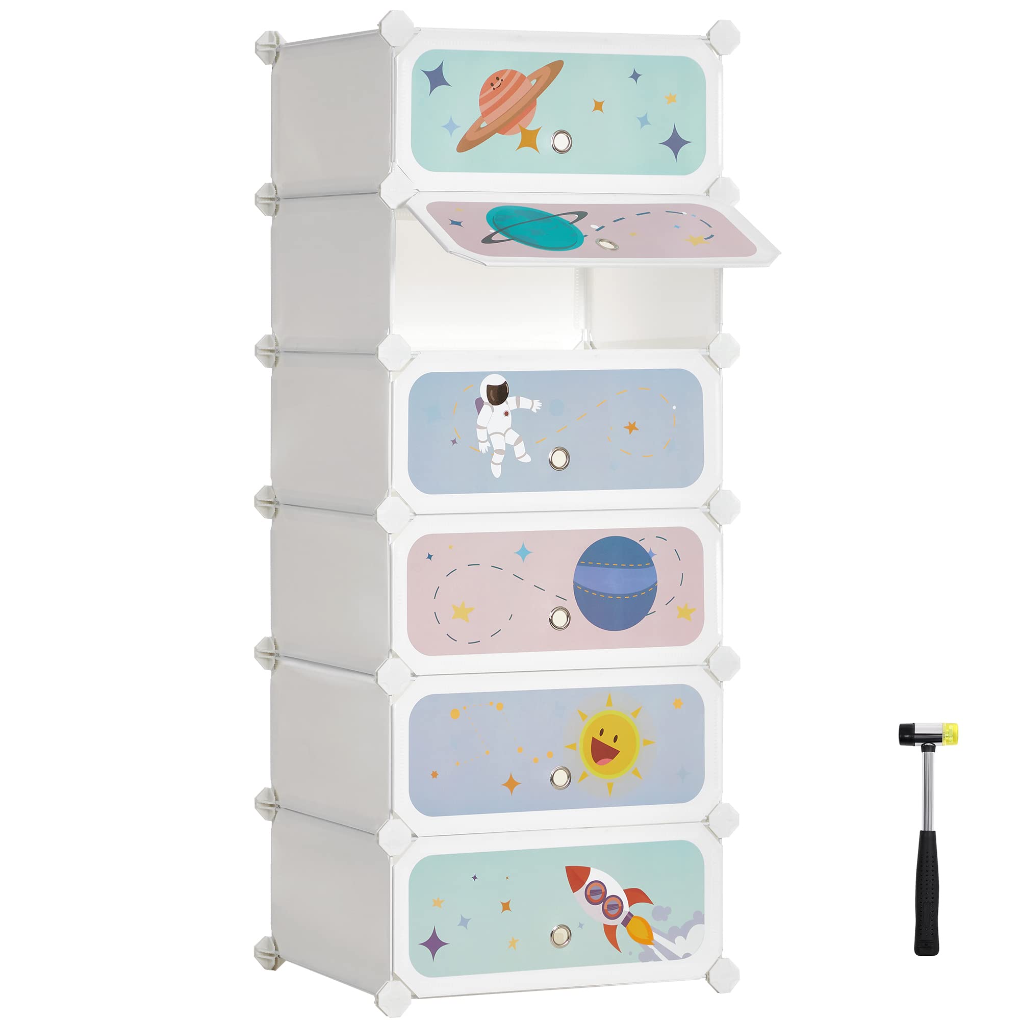 Foto 2 pulgar | Zapatera Songmics Blanca para Niños 6 Espacios Apilable con Puertas