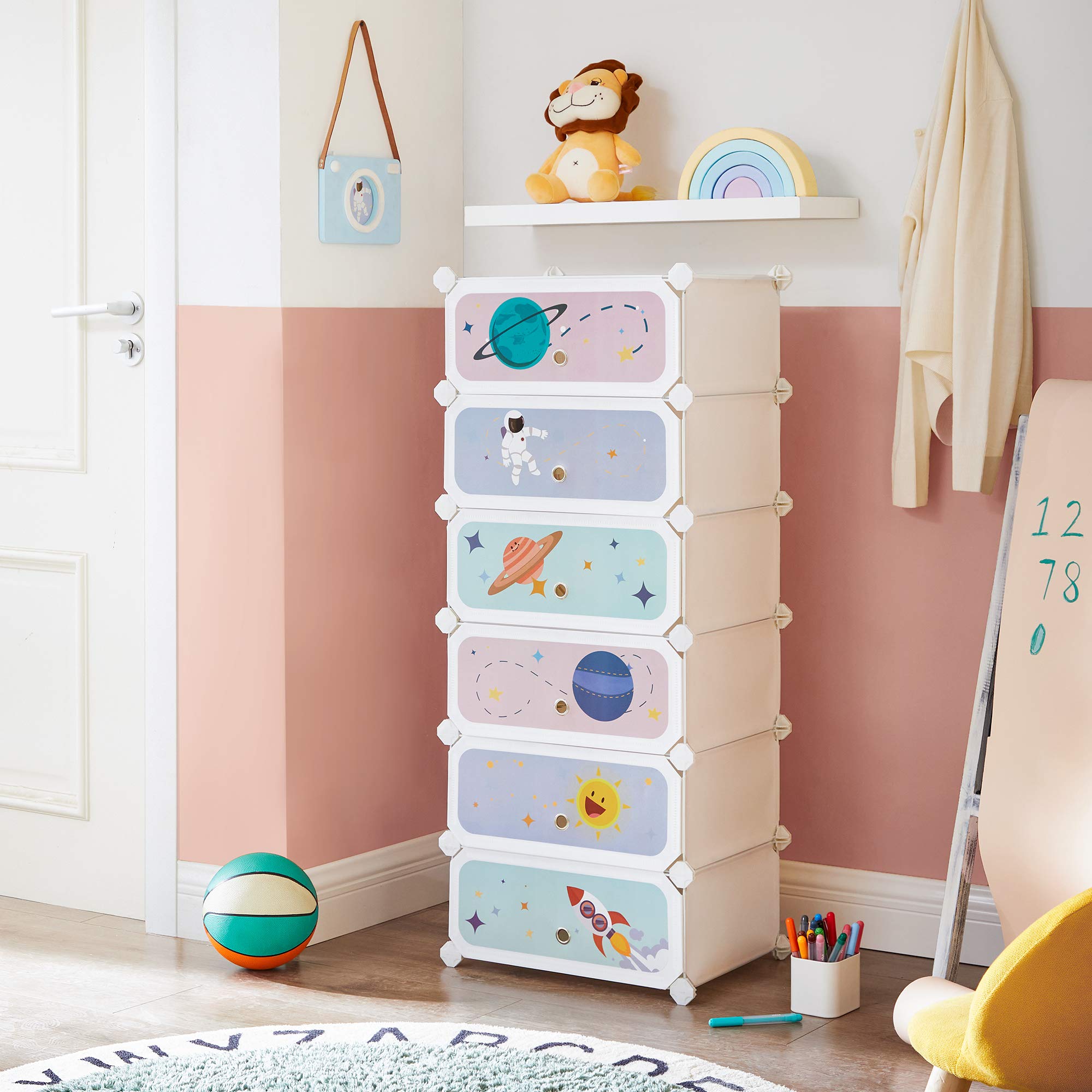 Foto 4 pulgar | Zapatera Songmics Blanca para Niños 6 Espacios Apilable con Puertas