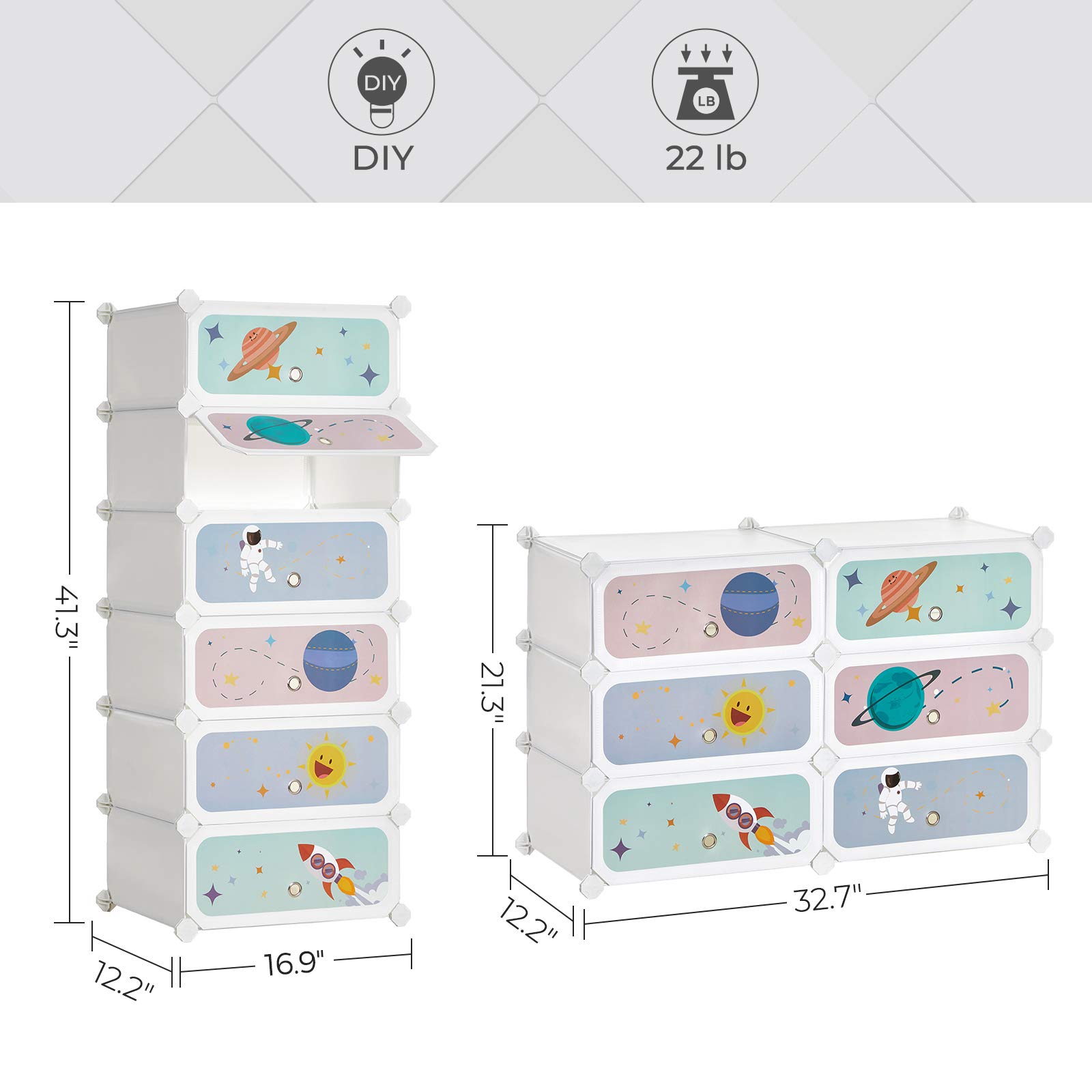 Foto 6 pulgar | Zapatera Songmics Blanca para Niños 6 Espacios Apilable con Puertas