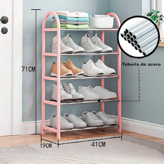 Foto 4 | Zapatero KIMHI de 5 Niveles Multifuncional Armable Rosa