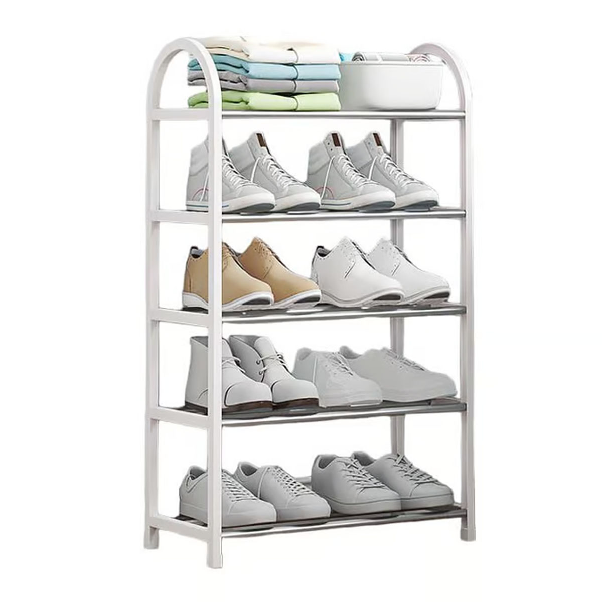 Foto 1 | Zapatero KIMHI de 5 Nivele Multifuncional Armable Blanco