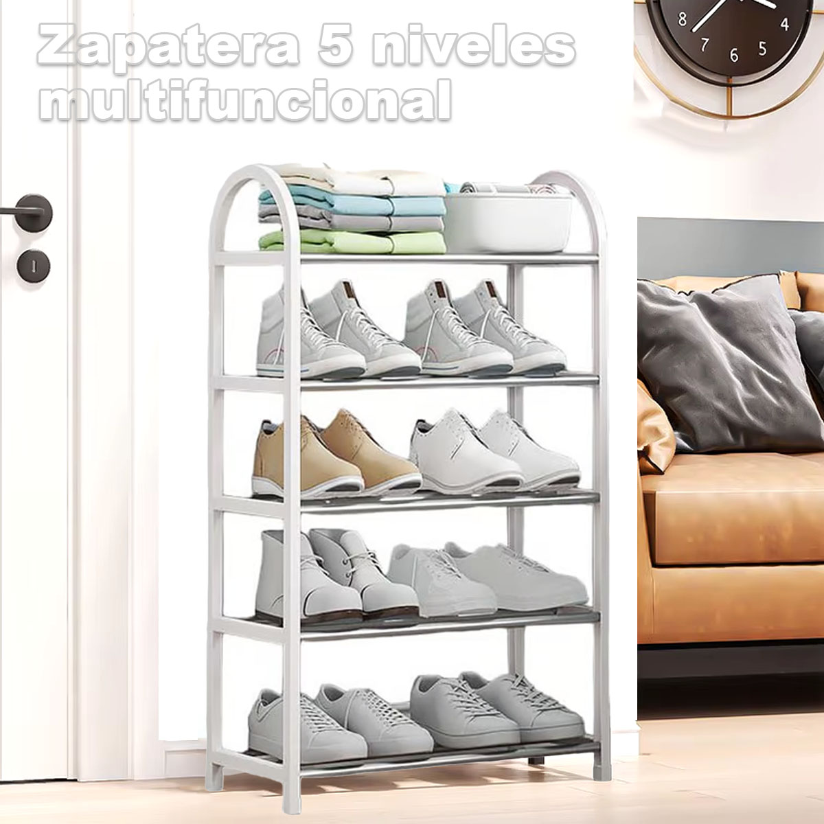 Foto 3 pulgar | Zapatero KIMHI de 5 Nivele Multifuncional Armable Blanco