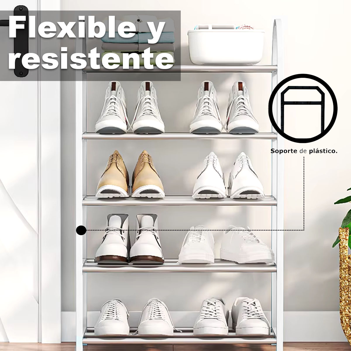 Foto 4 pulgar | Zapatero KIMHI de 5 Nivele Multifuncional Armable Blanco