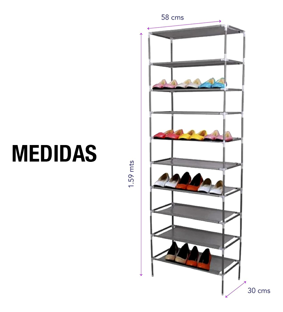 Foto 3 pulgar | Zapatera Multifuncional Con 9 Niveles Big Ben Gris