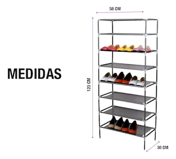Foto 2 | Zapatera Multifuncional Con 7 Niveles Big Ben Gris