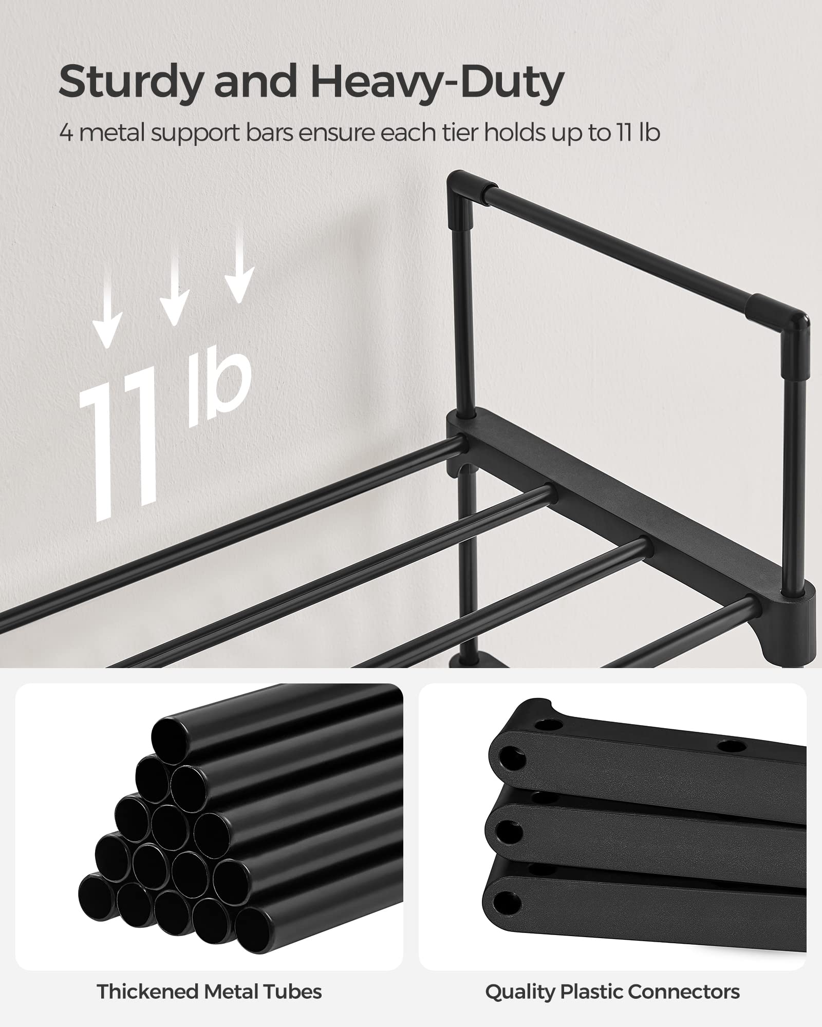 Foto 4 | Estante Para Zapatos Songmics, 10 Niveles, Metal, Almacenamiento, 20 Pares, Negro