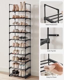 Foto 8 | Estante Para Zapatos Songmics, 10 Niveles, Metal, Almacenamiento, 20 Pares, Negro