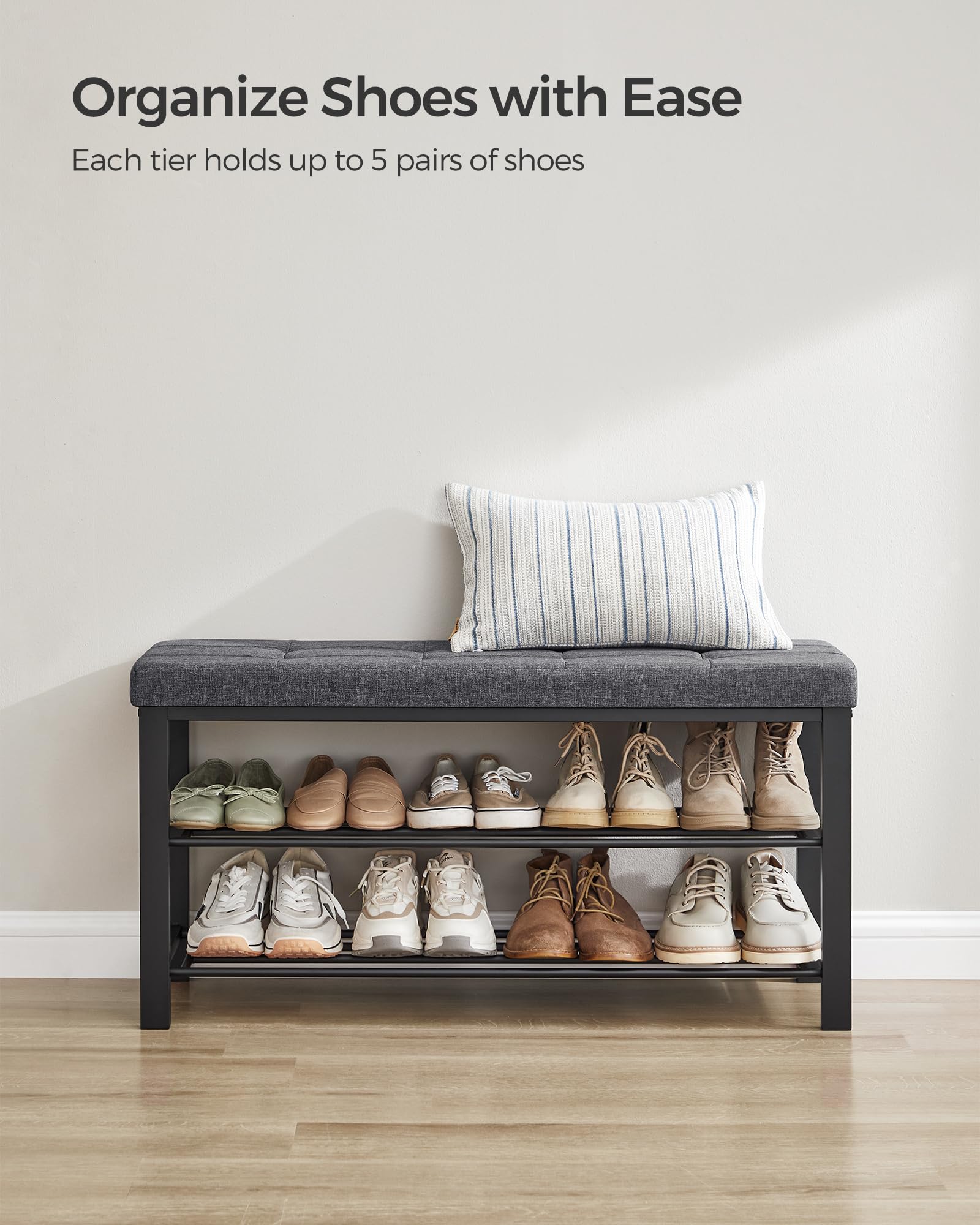Foto 5 | Banco Para Zapatos Songmics Entryway Con Cojín Y Espacio De Almacenamiento, 10 Pares