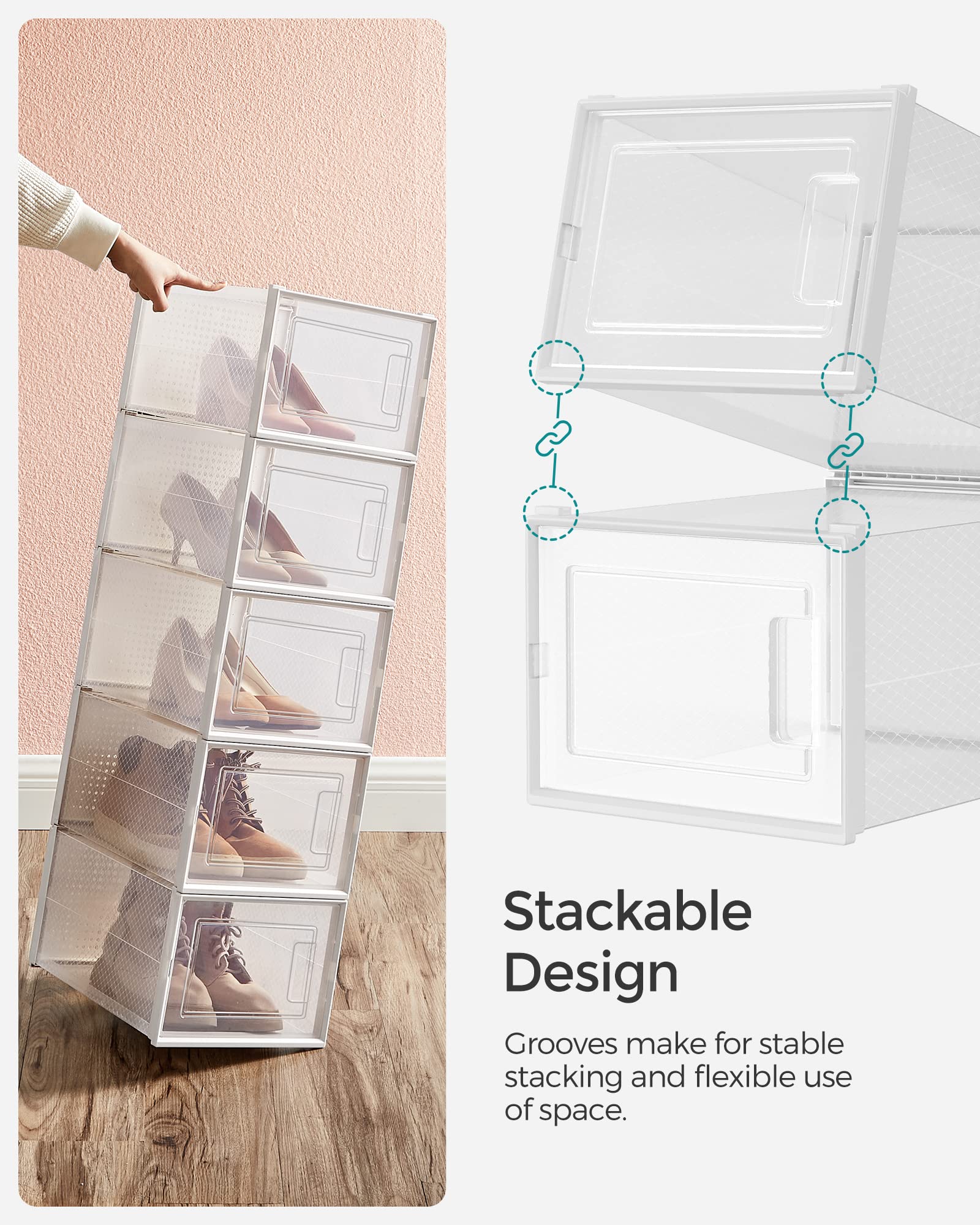 Foto 4 pulgar | Organizadores Para Guardar Zapatos Songmics, Paquete De 18, Transparentes