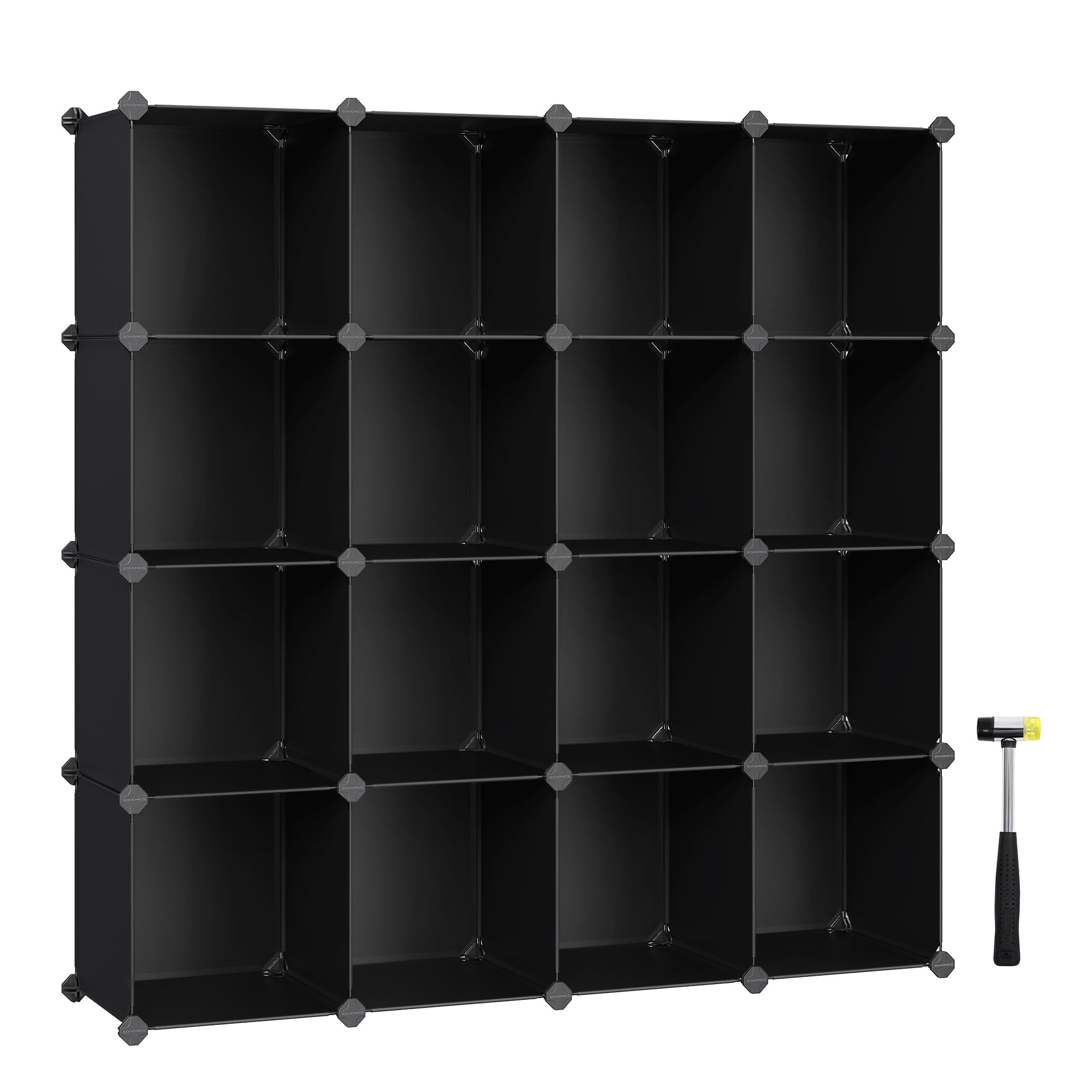 Organizador De Almacenamiento En Forma De Cubo Songmics, Juego De 16 Unidades, Plástico, Negro