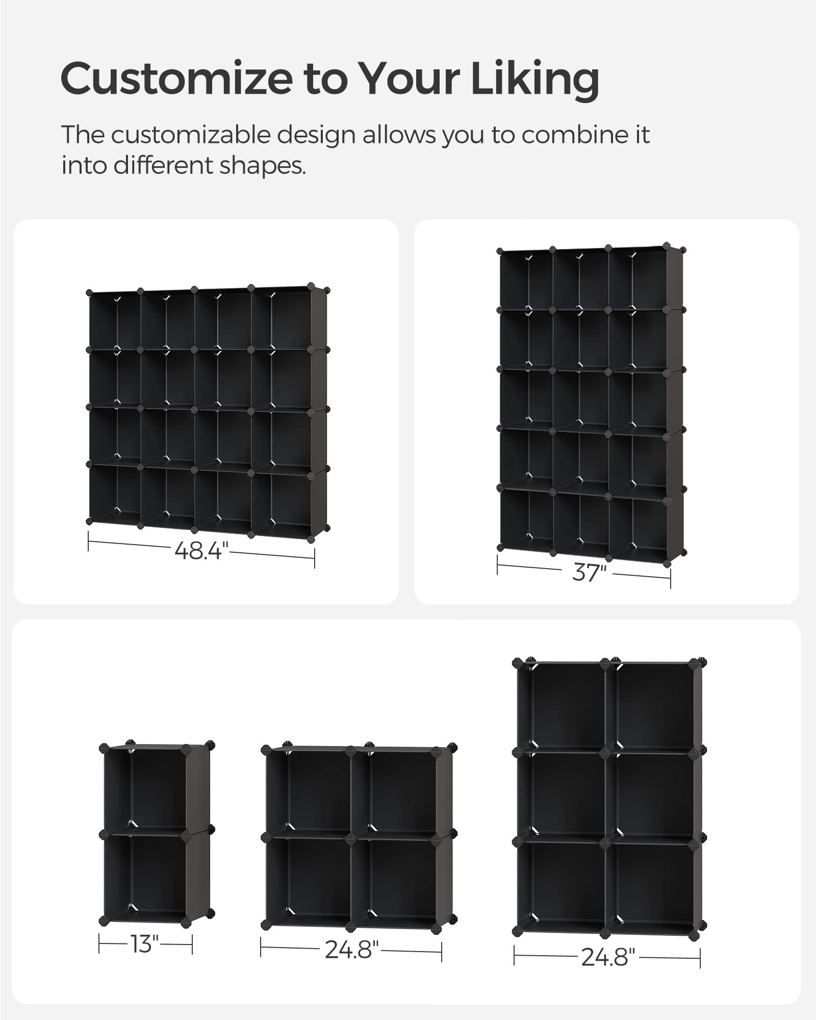 Foto 7 pulgar | Organizador De Almacenamiento En Forma De Cubo Songmics, Juego De 16 Unidades, Plástico, Negro