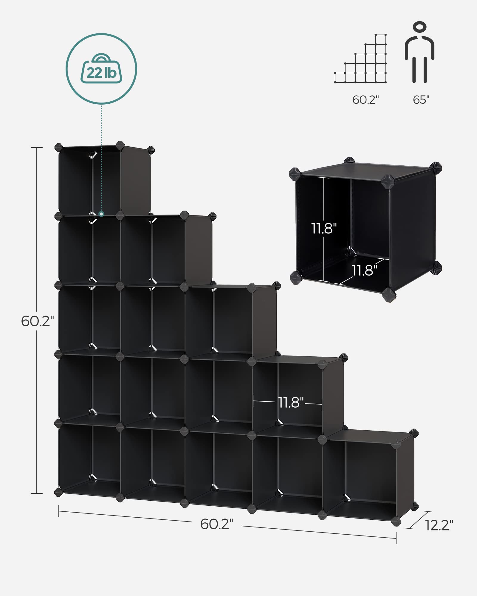 Foto 8 pulgar | Organizador De Almacenamiento En Forma De Cubo Songmics, Juego De 16 Unidades, Plástico, Negro