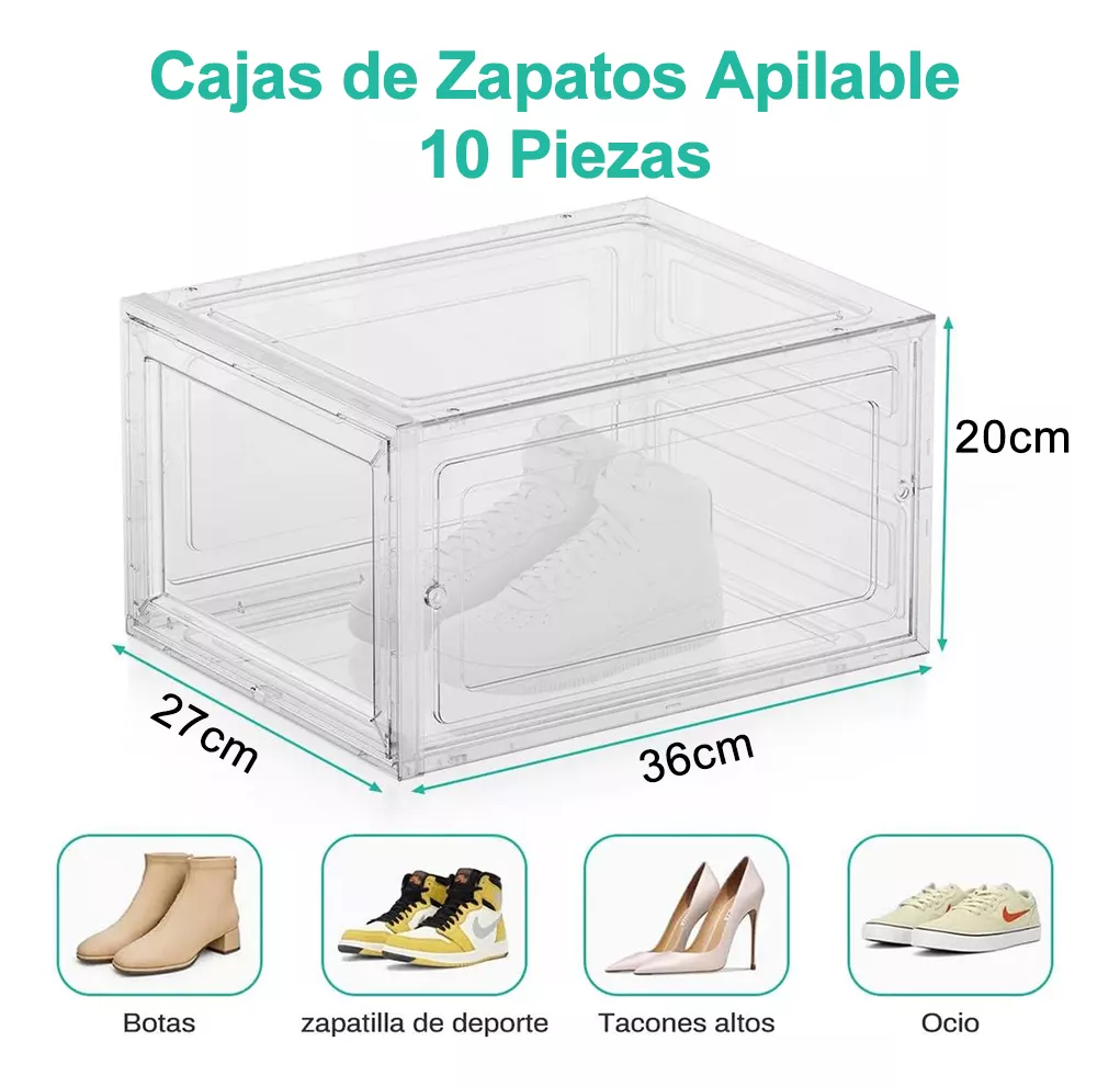 Foto 7 pulgar | 10 Piezas Zapatera Apilable Organizador Cajas De Zapatos