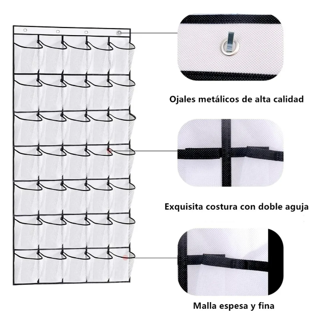 Foto 4 pulgar | Organizador Xtellar Colgante 35 Bolsillos Para Zapatos Blanco