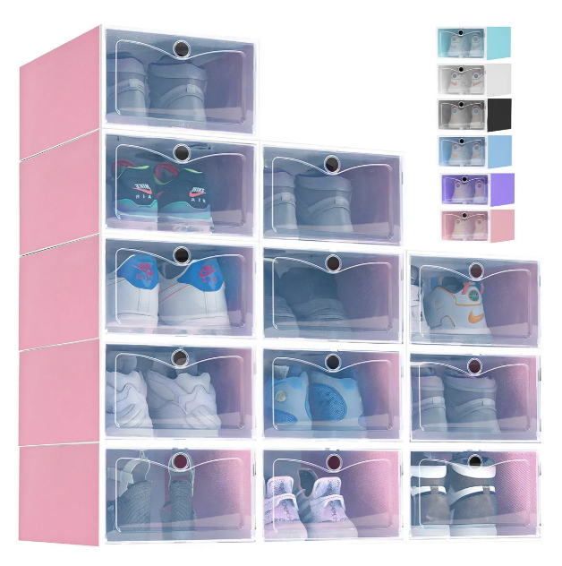 Zapatera de Cajas Apilables de Plástico Xtellar Rosa 12 Piezas