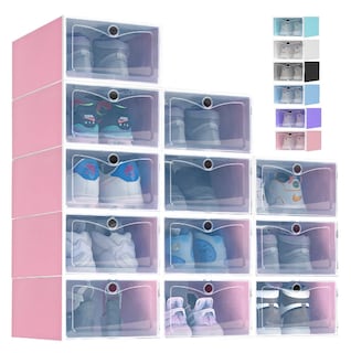 Foto 1 | Zapatera de Cajas Apilables de Plástico Xtellar Rosa 12 Piezas