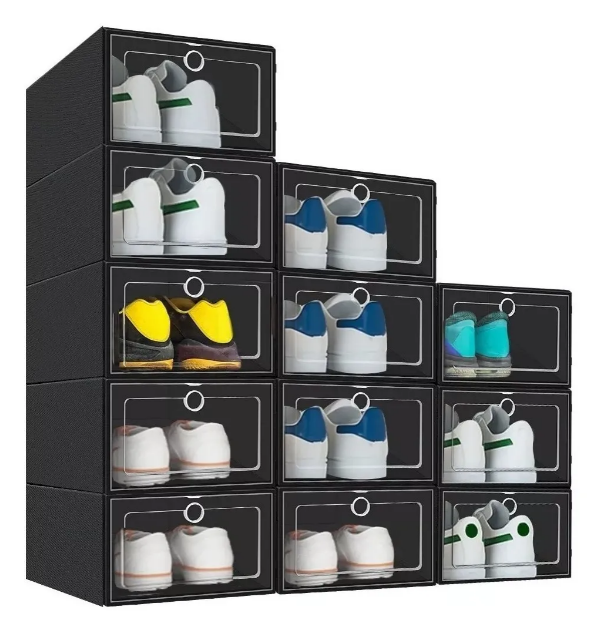 Zapatera de Cajas Apilables de Plástico Xtellar Negro 12 Piezas