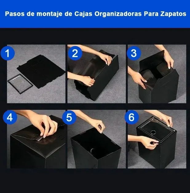 Foto 5 pulgar | Zapatera de Cajas Apilables de Plástico Xtellar Negro 12 Piezas
