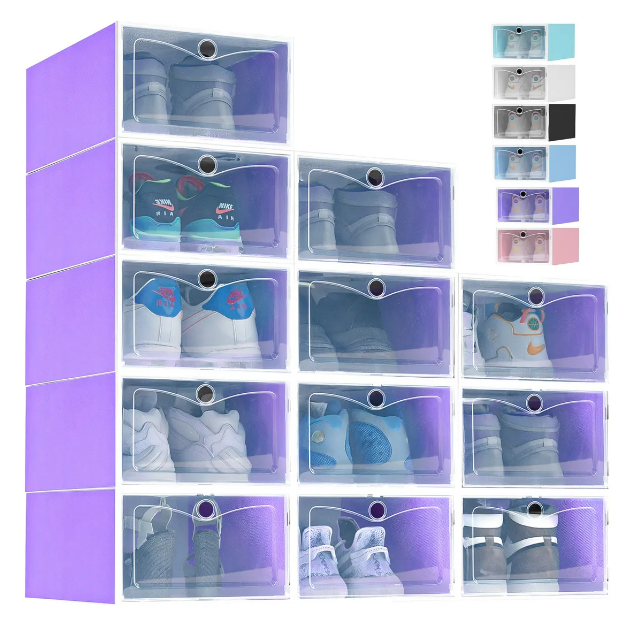 Zapatera de Cajas Apilables de Plástico Xtellar Morado 12 Piezas