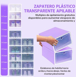 Foto 2 | Zapatera de Cajas Apilables de Plástico Xtellar Morado 12 Piezas