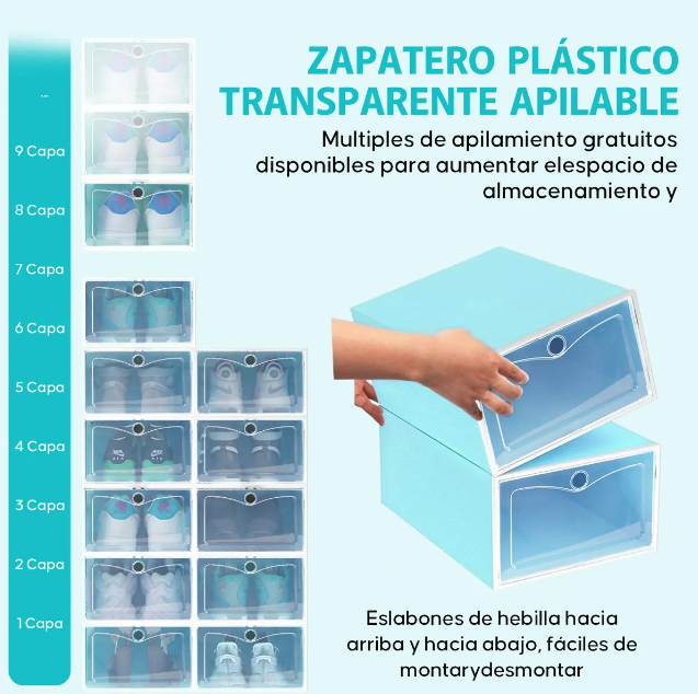 Foto 3 pulgar | Zapatera de Cajas Apilables de Plástico Xtellar Azul 12 Piezas