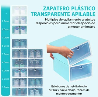 Foto 2 | Zapatera de Cajas Apilables de Plástico Xtellar Azul 12 Piezas