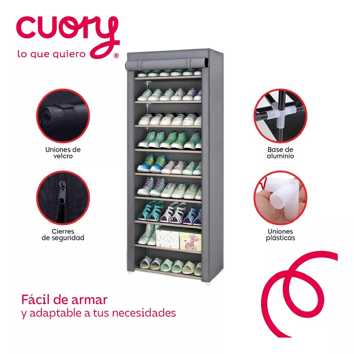 Foto 5 pulgar | Zapatera Organizador Closet Repisa Armable Mueble Multiusos Gris Oscuro