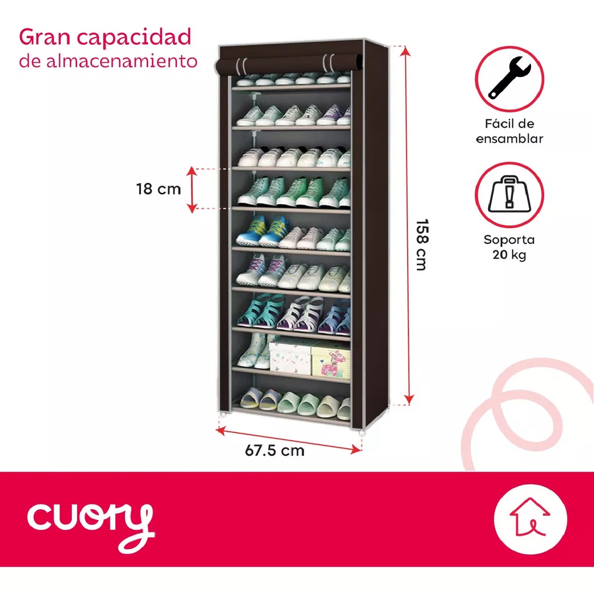 Foto 3 pulgar | Zapatera Organizador Closet Repisa Armable Mueble Multiusos Café