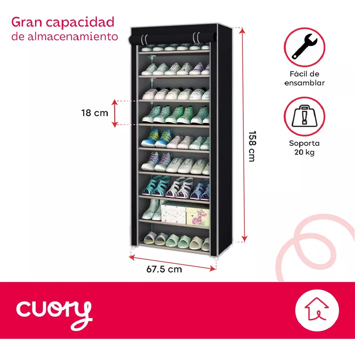 Foto 3 pulgar | Zapatera Organizador Closet Repisa Armable Mueble Multiusos Negro