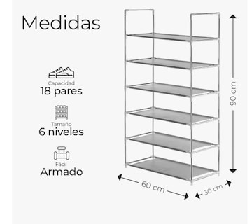 Foto 5 | Zapatera Organizador Zapatos 18 Pares Fácil De Transportar Plateado