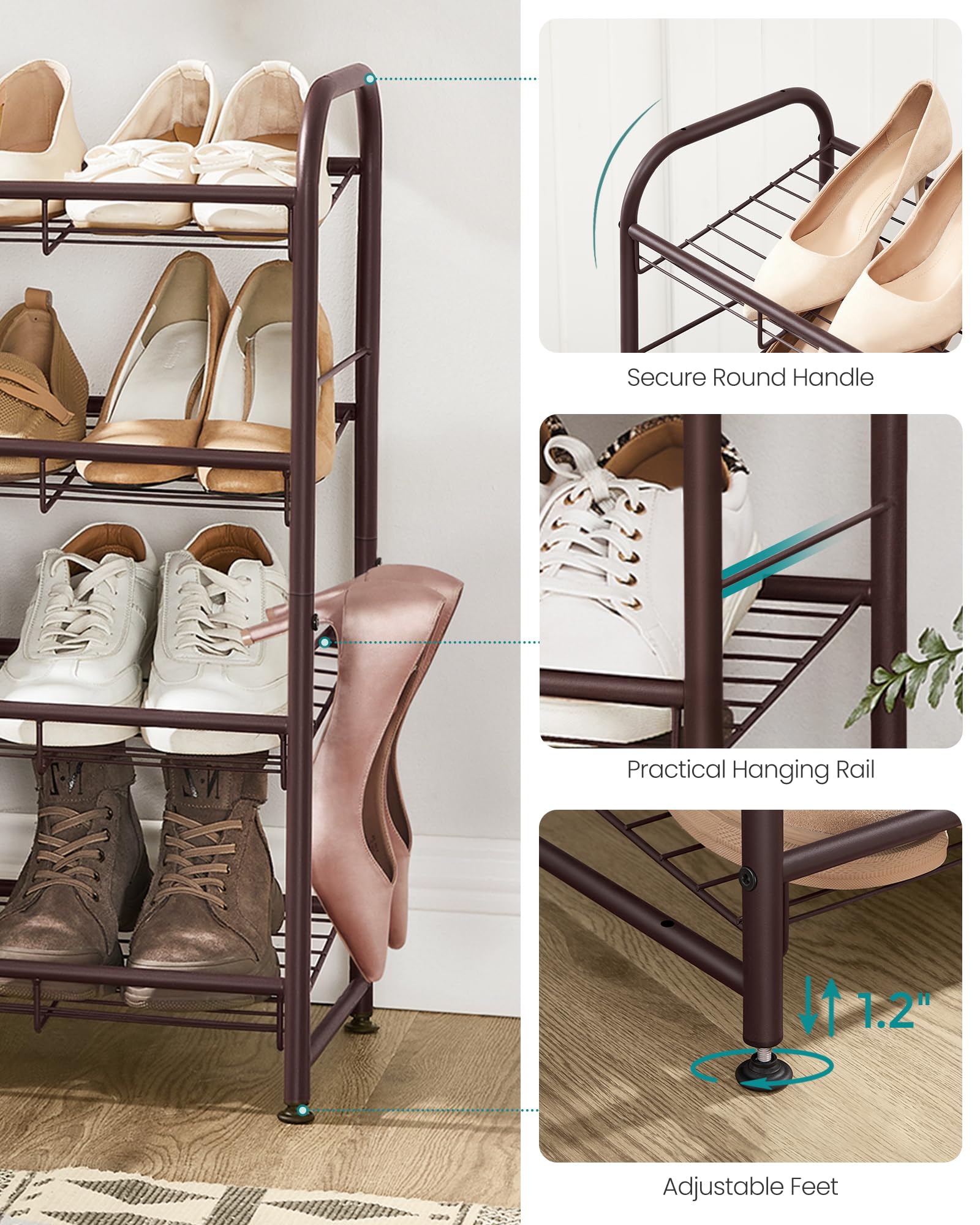 Foto 6 | Zapatero Songmics De 4 Niveles Para 16 Pares De Zapatos, Metal Bronce - Venta Internacional.
