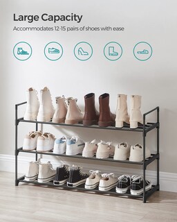 Foto 3 | Zapatero Songmics De 3 Niveles, Metal, 12 A 15 Pares, Negro Ulsa13bk - Venta Internacional.