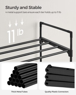 Foto 4 | Zapatero Songmics De 3 Niveles, Metal, 12 A 15 Pares, Negro Ulsa13bk - Venta Internacional.