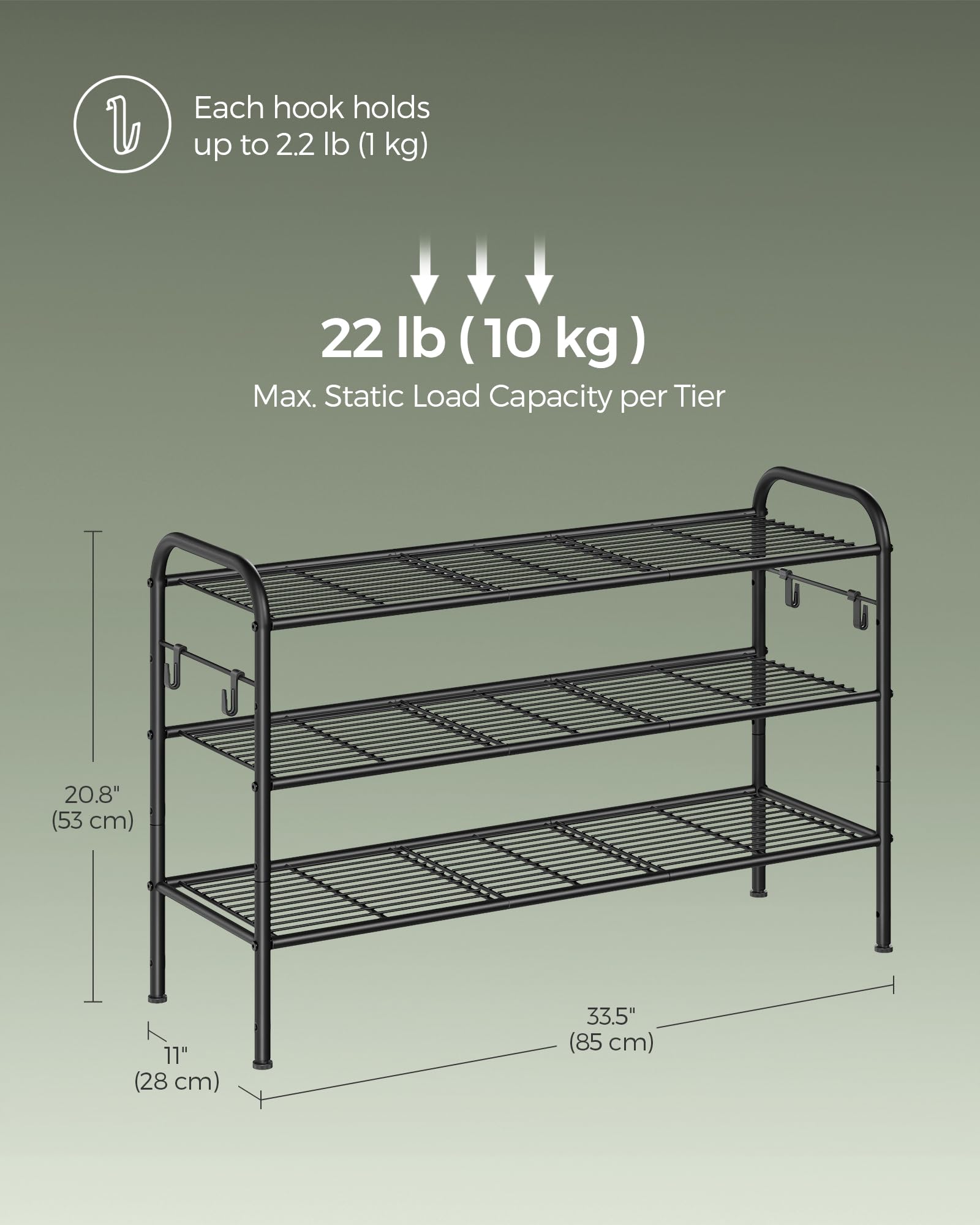 Foto 7 pulgar | Organizador De Zapatos Songmics De Metal De 3 Niveles Para Zapatos, Tinta Negra - Venta Internacional.