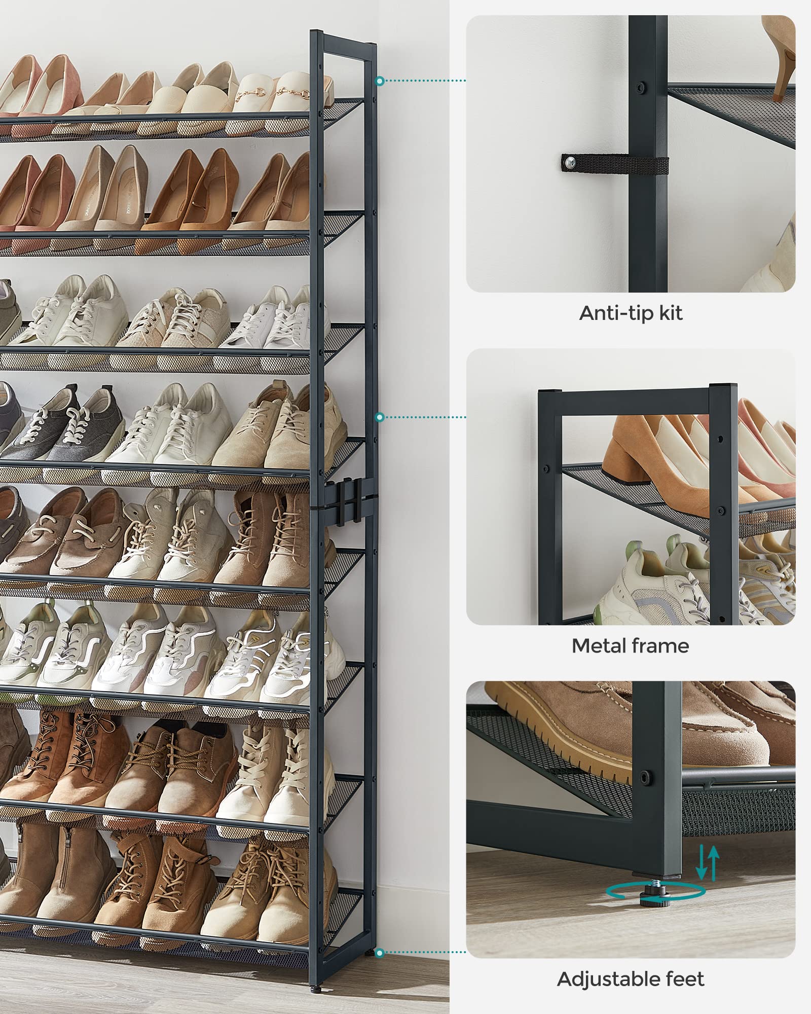 Foto 5 pulgar | Organizador De Zapatos De Metal, 8 Niveles, De Shoe Rack Songmics, 32 A 40 Pares - Venta Internacional.