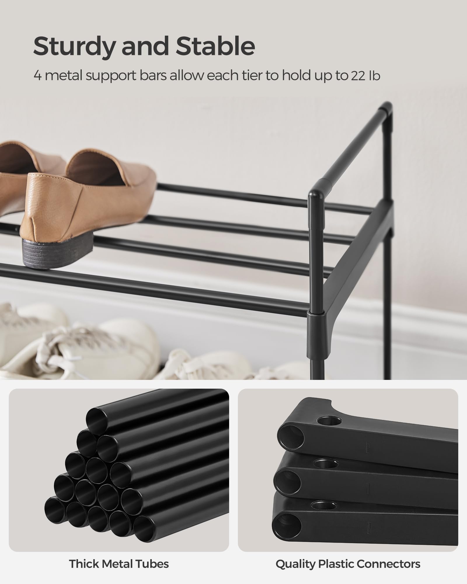 Foto 5 pulgar | Zapatero Songmics Con 2 Niveles De Almacenamiento De Metal Para 10 Pares, Negro - Venta Internacional.