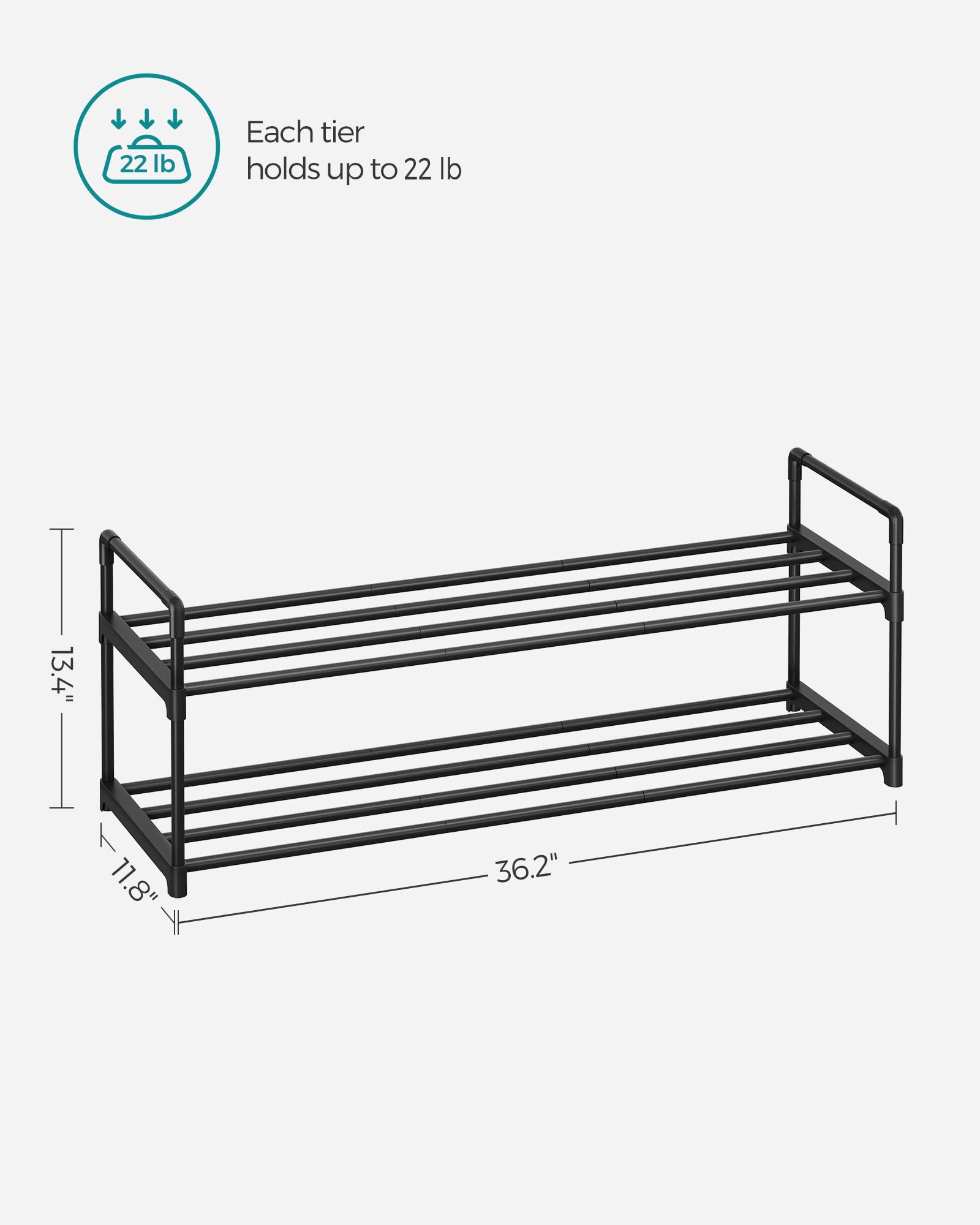 Foto 7 pulgar | Zapatero Songmics Con 2 Niveles De Almacenamiento De Metal Para 10 Pares, Negro - Venta Internacional.