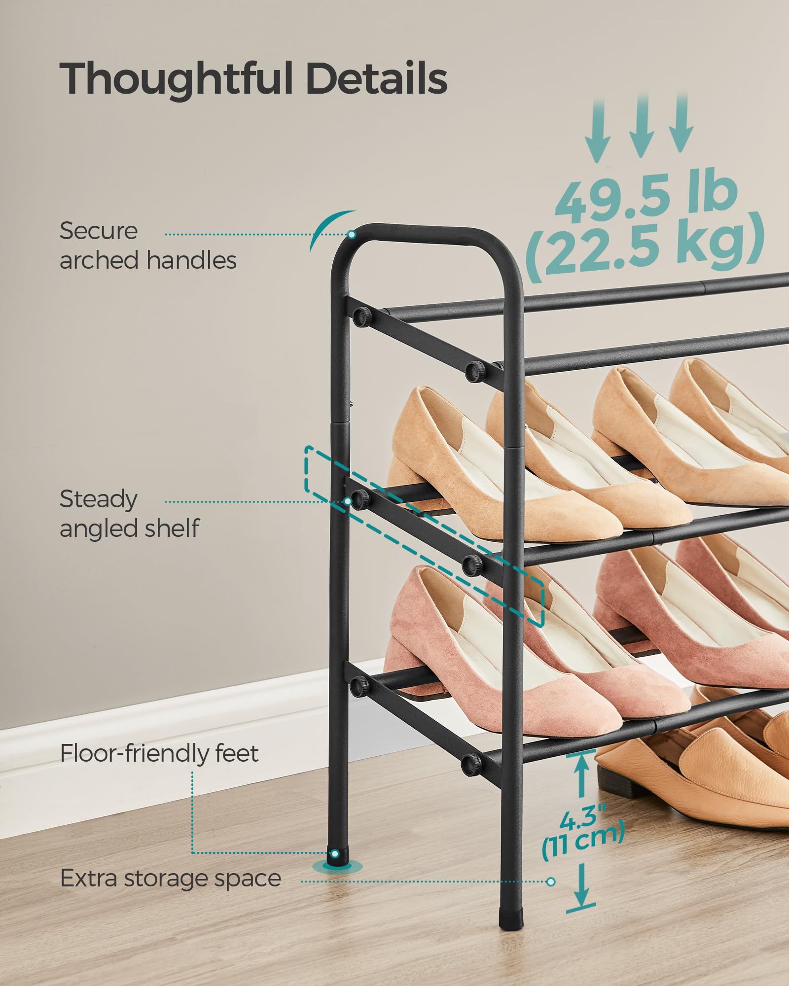 Foto 6 | Zapatero Songmics, Expandible, De 3 Niveles, Para 20 Pares, Color Negro - Venta Internacional.
