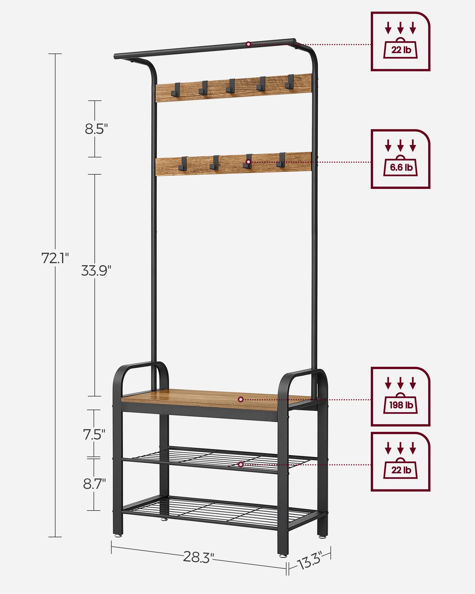 Foto 5 | Banco Para Zapatos, Estante, Pasillo, Árbol, Entrada, 4 En 1, Vasagle - Venta Internacional.