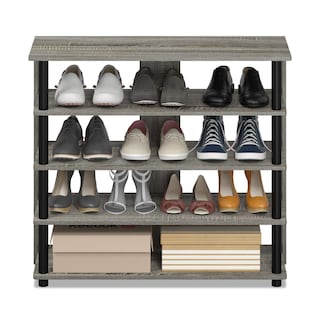 Foto 5 | Zapatero Furinno Turn-n-tube De 5 Niveles De Ancho, Roble Francés, Gris - Venta Internacional.