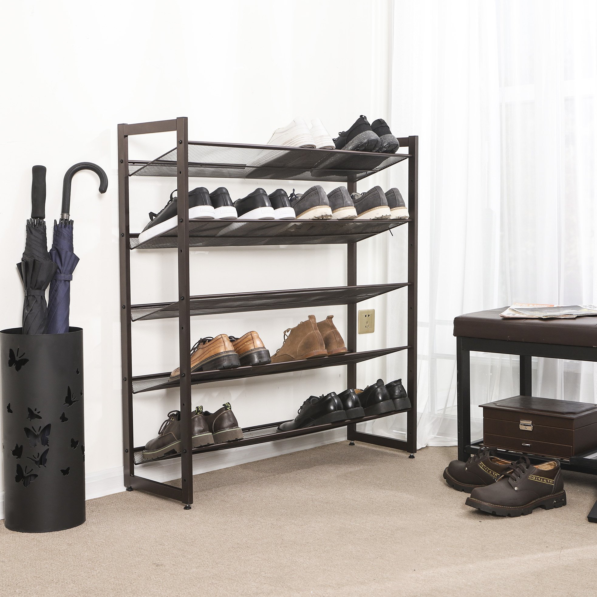 Foto 3 pulgar | Zapatero Songmics De Malla Metálica Apilable De 5 Niveles Para 20-25 Pares - Venta Internacional.