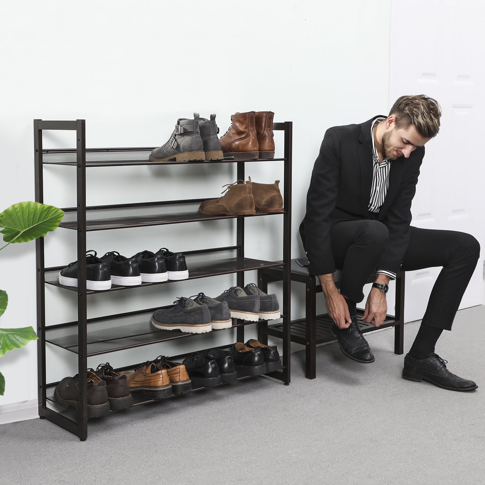 Foto 3 | Zapatero Songmics De Malla Metálica Apilable De 5 Niveles Para 20-25 Pares - Venta Internacional.