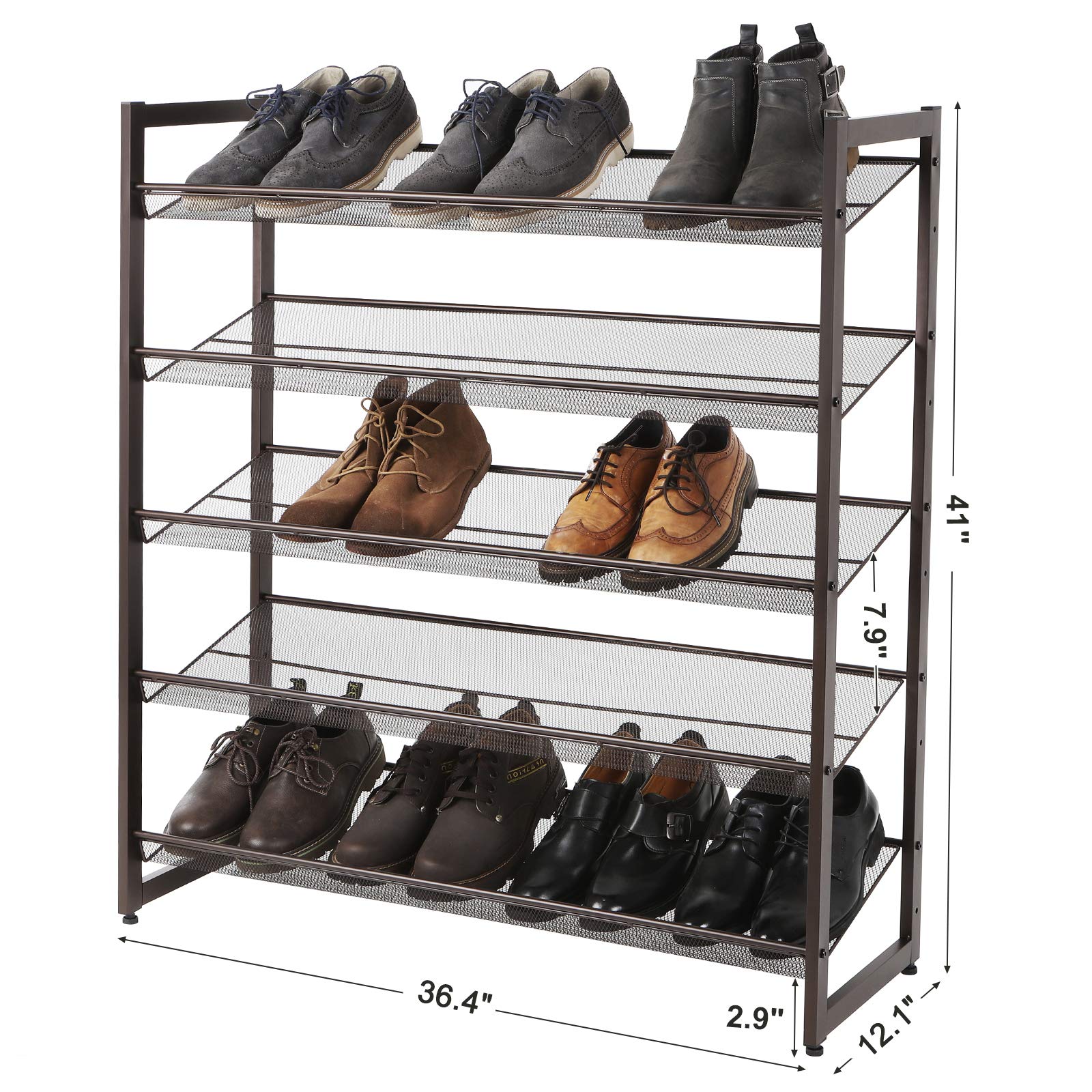 Foto 8 pulgar | Zapatero Songmics De Malla Metálica Apilable De 5 Niveles Para 20-25 Pares - Venta Internacional.