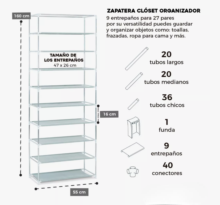 Foto 4 pulgar | Mueble Zapatera Armario Organizador Repisa Armable Multiusos