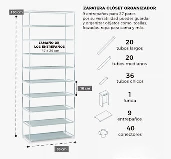 Foto 3 | Mueble Zapatera Armario Organizador Repisa Armable Multiusos