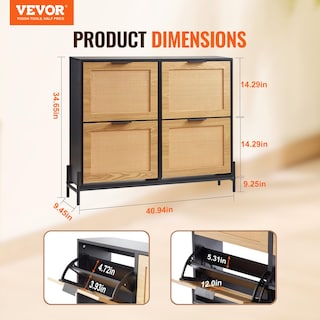 Foto 2 | Zapatero Vevor De Ratán Con 4 Cajones Abatibles, Color Madera Clara - Venta Internacional.