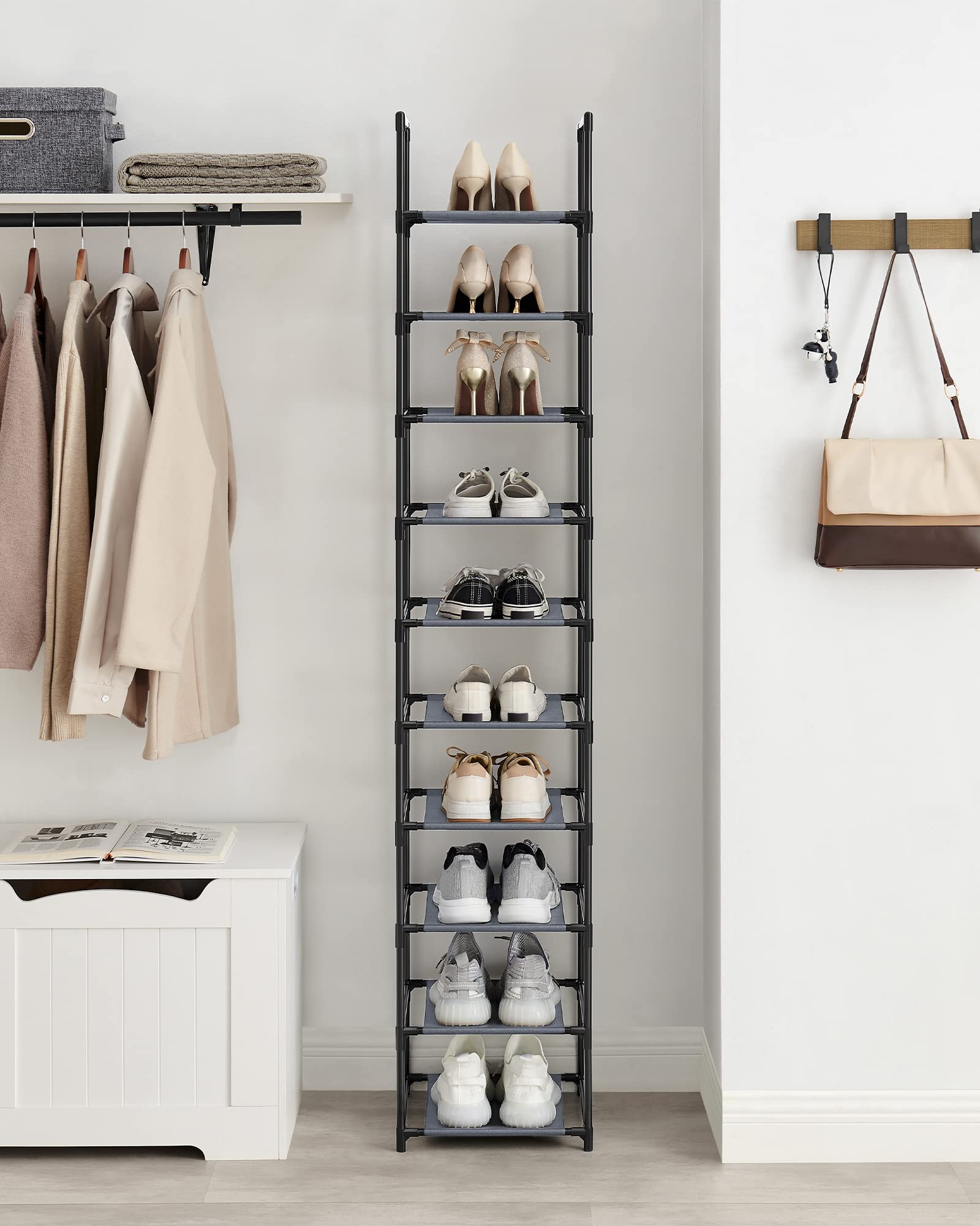 Foto 2 | Estante Para Zapatos Songmics De 10 Niveles Que Ahorra Espacio, Gris - Venta Internacional.